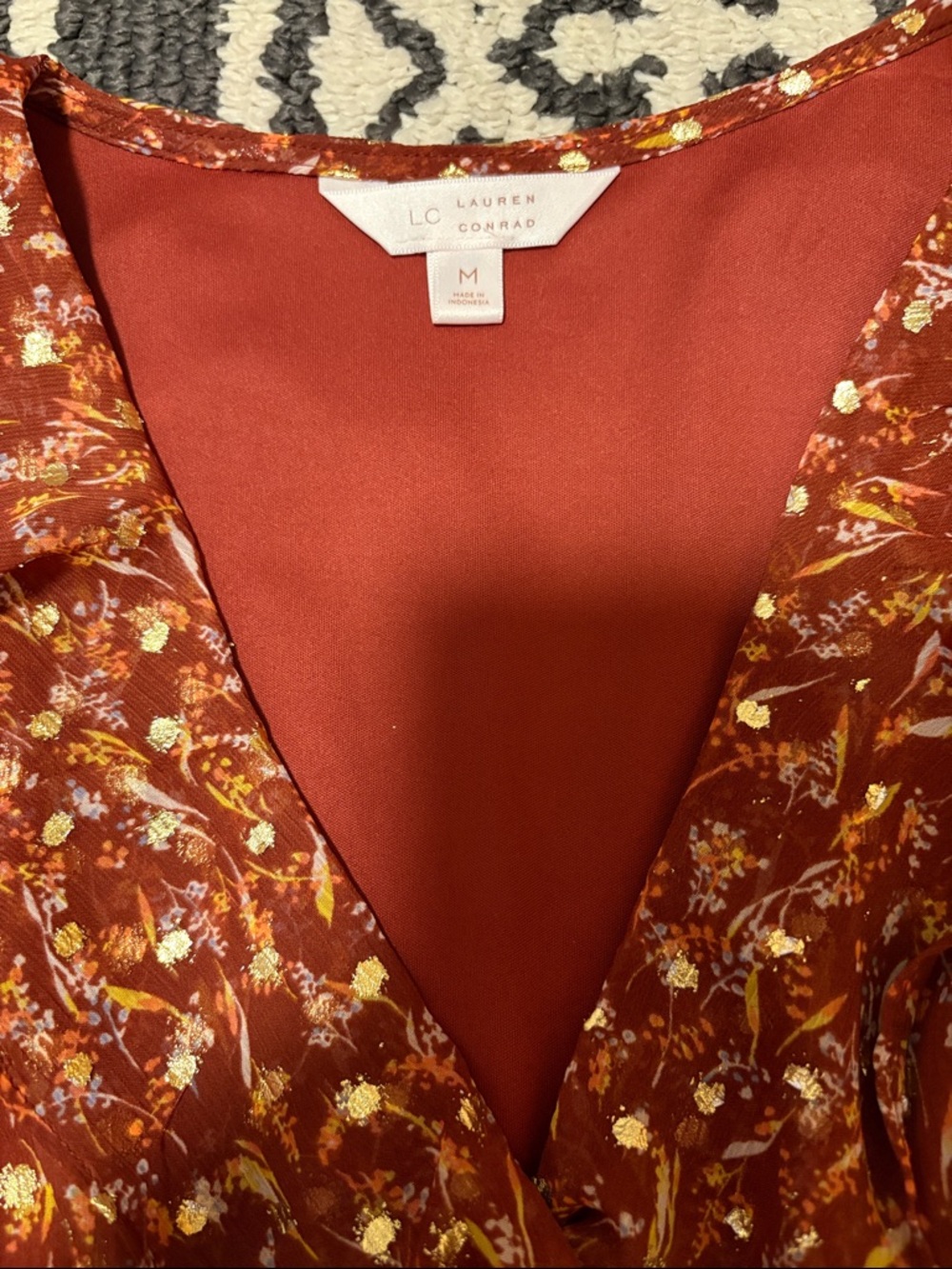 Women’s Rust Floral Ruffle Wrap Dress - Lauren Conrad - Picture 2 of 2